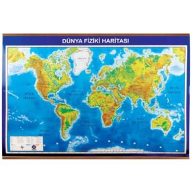 alüminyum çerçeveli dünya fiziki haritası