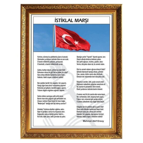 yaldızlı çerçeveli istiklal marşı