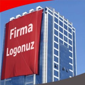 Saten Kumaş Dış Cephe Firma Bayrağı 2x3 MT