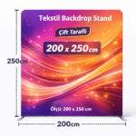 Tekstil Backdrop Stand 200x250cm Düz - Görsel 2