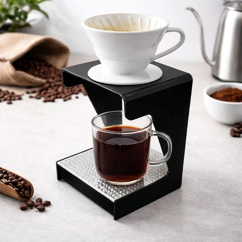 Akrilik V60 Kahve Standı Siyah Akrilik V60 Kahve Standı