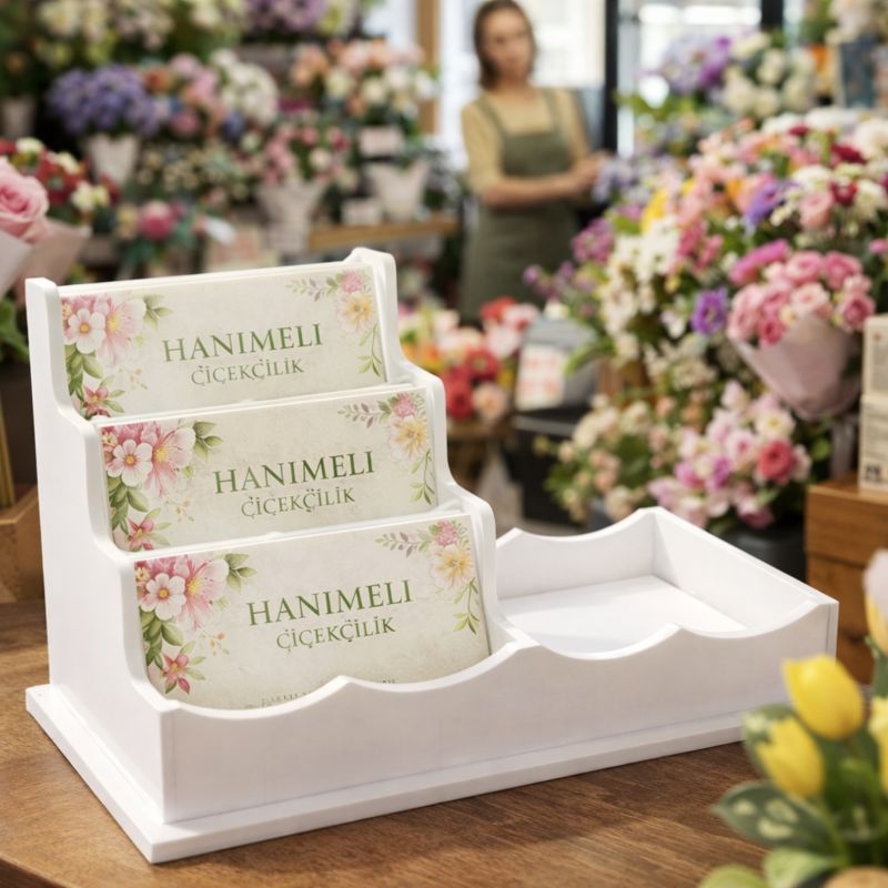 Beyaz Pleksi Kartvizitlik ve Not Kağıdı Organizeri Beyaz Pleksi Kartvizitlik ve Not Kağıdı Organizeri