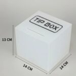Kare Tipbox - Bahşiş Kutusu Buz Beyaz - 14x14xh13cm - Görsel 3