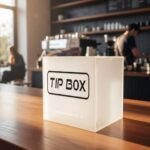 Kare Tipbox - Bahşiş Kutusu Buz Beyaz - 14x14xh13cm - Görsel 5