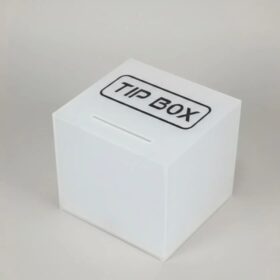 Kare Tipbox Bahşiş Kutusu Buz Beyaz 14x14xh13cm