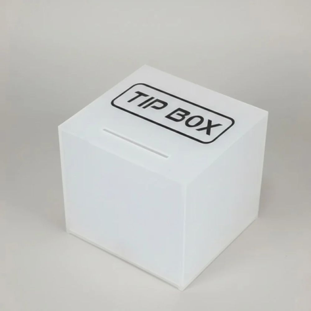 kare-tipbox-kutusu-buz-beyaz Kare Tipbox Bahşiş Kutusu Buz Beyaz 14x14xh13cm