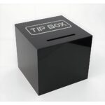 Kare Tipbox Bahşiş Kutusu Siyah 14x14xh13cm