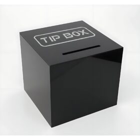 Kare Tipbox Bahşiş Kutusu Siyah 14x14xh13cm