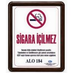 Sigara İçilmez Levhası A3 (30x42cm) Alüminyum çerçeveli (Ahşap Görünümlü)