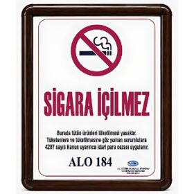 Sigara İçilmez Levhası A3 (30x42cm) Alüminyum çerçeveli (Ahşap Görünümlü)