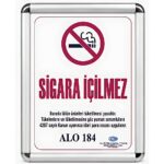 Sigara İçilmez Levhası A3 (30x42cm) Alüminyum çerçeveli (Gri)
