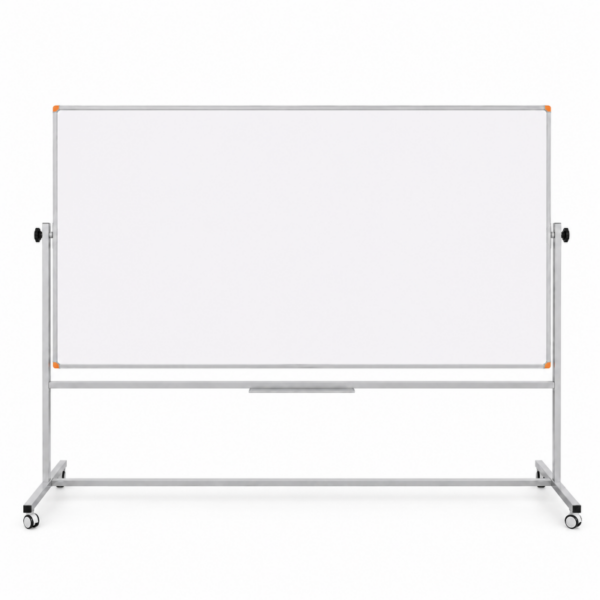 Emaye Yüzey 360° Dönerli Mobil Yazı Tahtası 120x200cm Beyaz