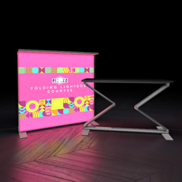 Katlanabilir Ledbox Tekstil Fold Desk Karşılama Standı