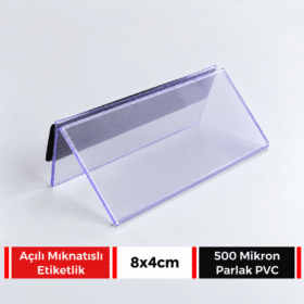 Raf Önü Açılı Mıknatıslı Şeffaf PVC Etiketlik 8x4cm
