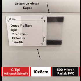 C Tipi Mıknatıslı Şeffaf PVC Etiketlik 10x8cm