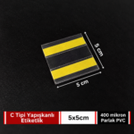 C Tipi Yapışkanlı PVC Şeffaf Etiketlik 5x5cm