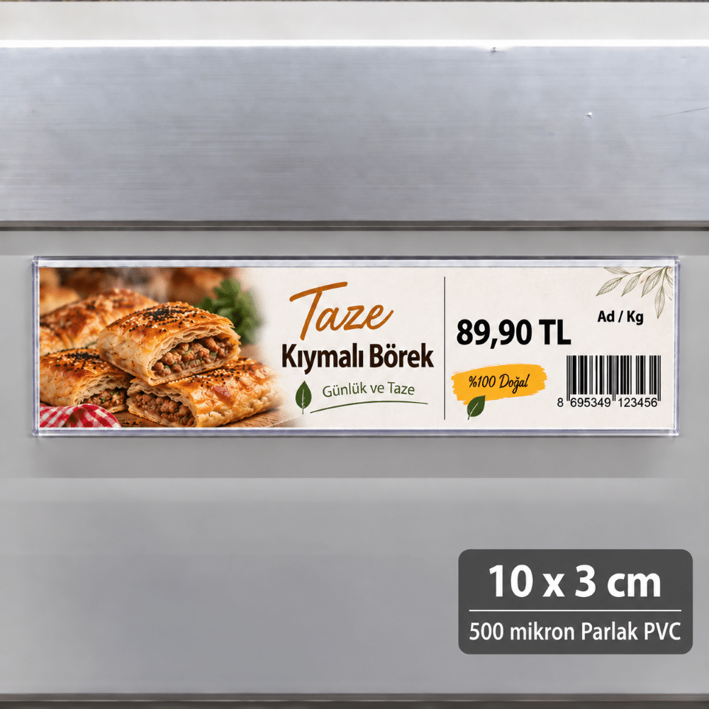 Mıknatıslı U Tipi Cep Etiketlik 10x3 cm Cep Tipi Mıknatıslı Şeffaf Etiketlik 10x3cm (U Tipi)