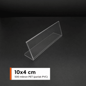 L Tipi Şeffaf PVC Etiketlik 10x4cm Yatay