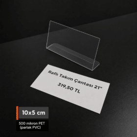 L Tipi Şeffaf PVC Etiketlik 10x5cm Yatay