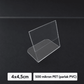 L Tipi Şeffaf PVC Etiketlik 4x4.5cm Yatay