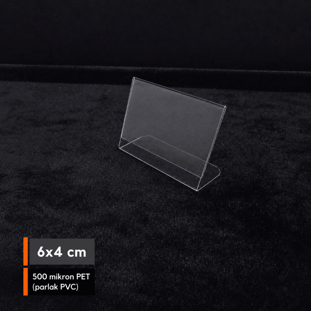 PVC Şeffaf Föylük L Tipi 6x4cm Yatay L Tipi Şeffaf PVC Etiketlik 6x4cm Yatay